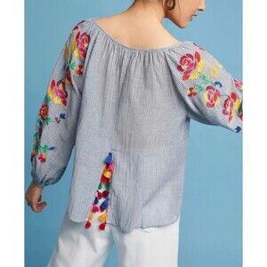 Anthropologie Floreat Embroidered Boho Soleil Blouse Small